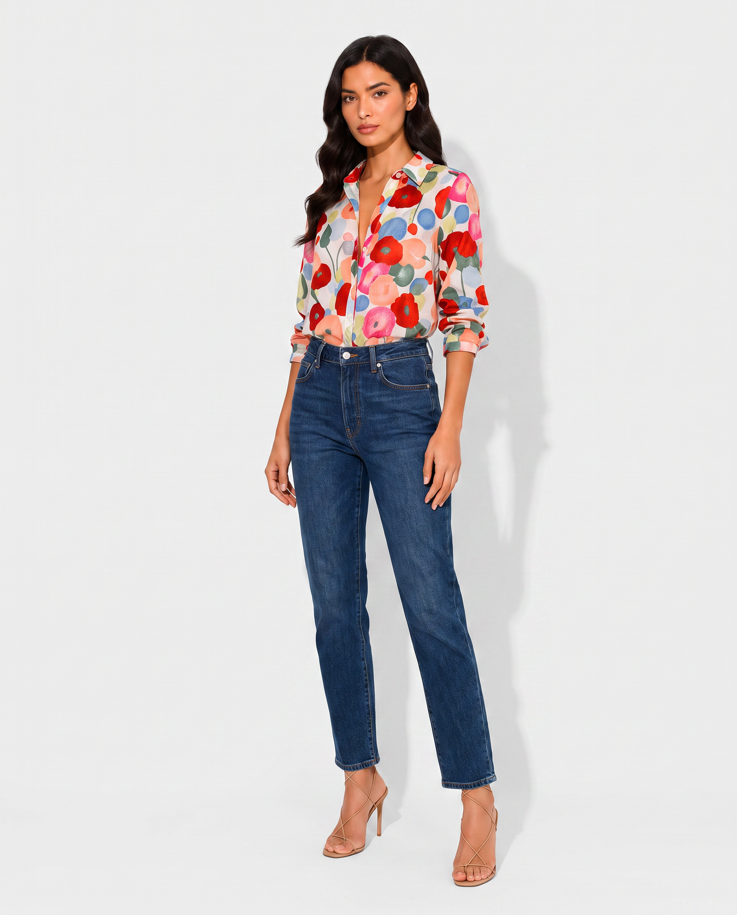Virelle | Blouse Fleurie Boutonnée À Manches Longues