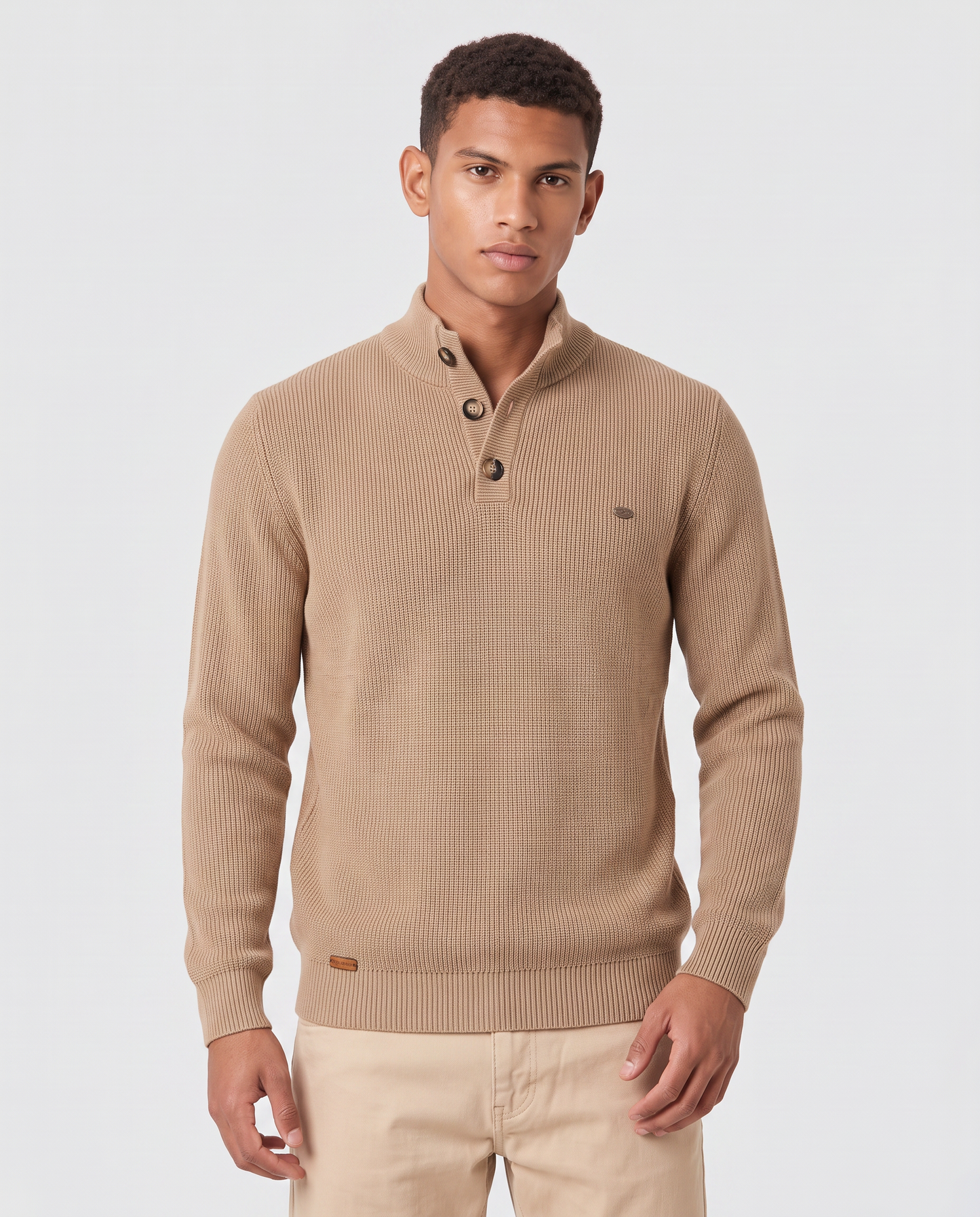 Virelle | Pull Homme Col Montant Boutonné