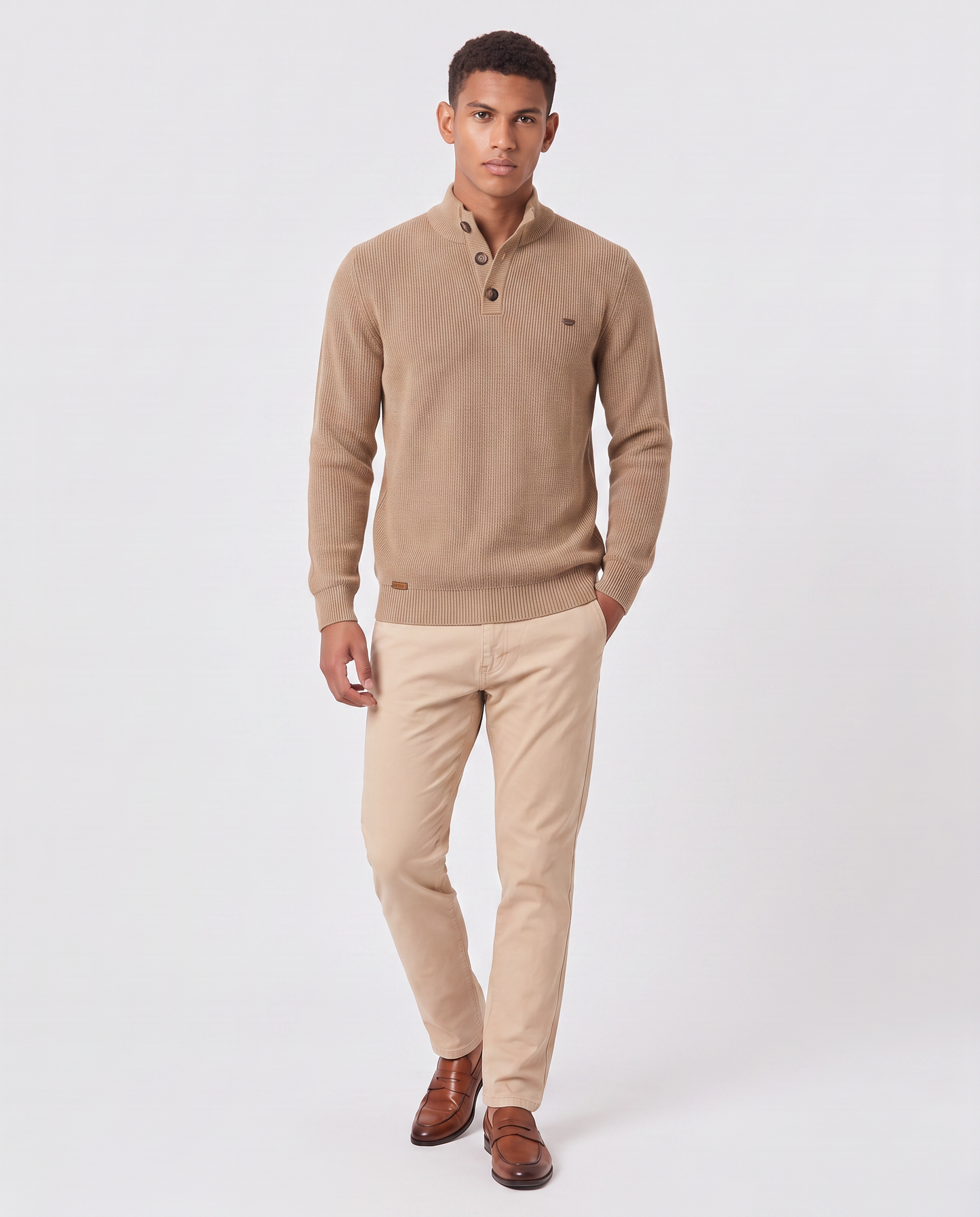 Virelle | Pull Homme Col Montant Boutonné