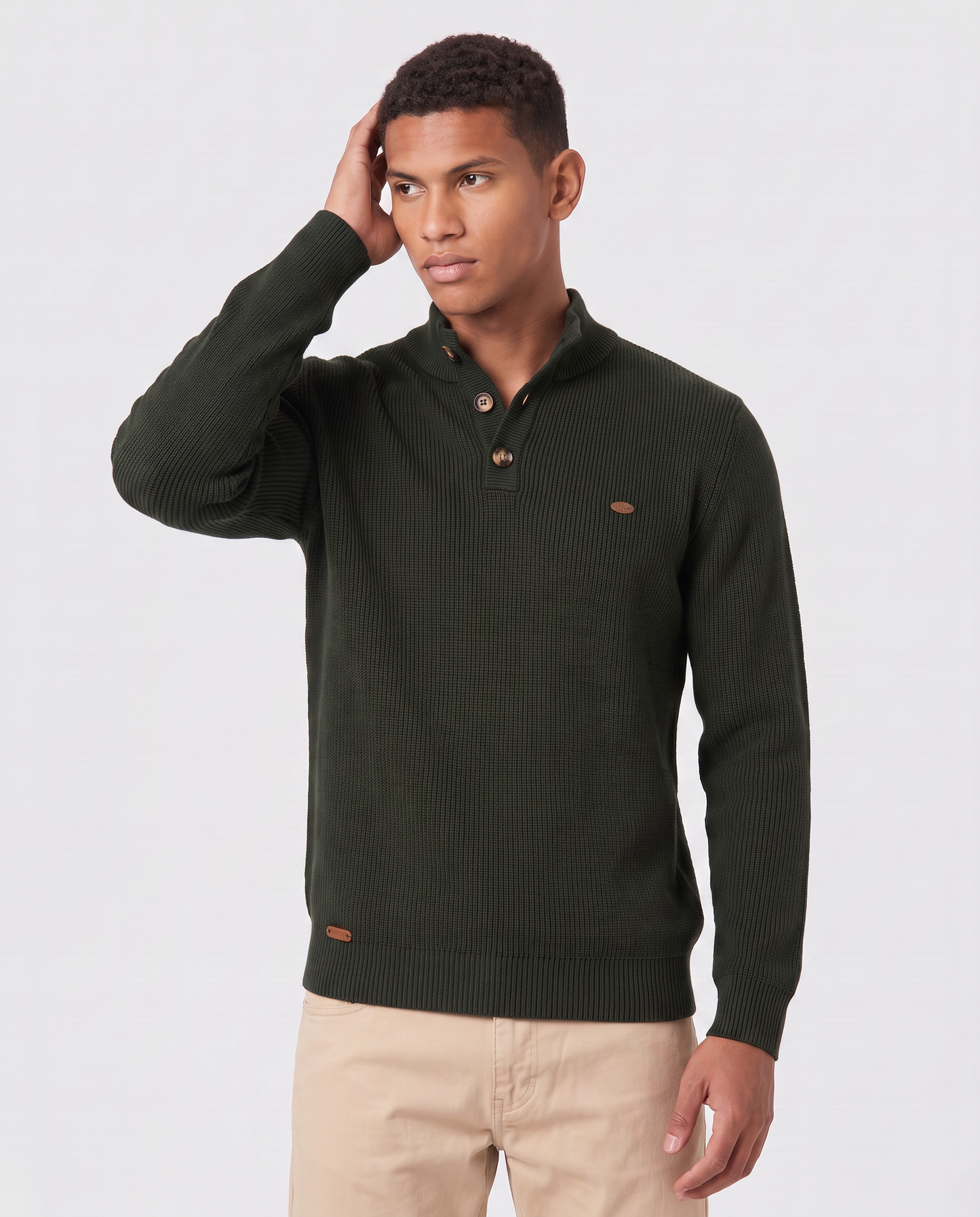 Virelle | Pull Homme Col Montant Boutonné