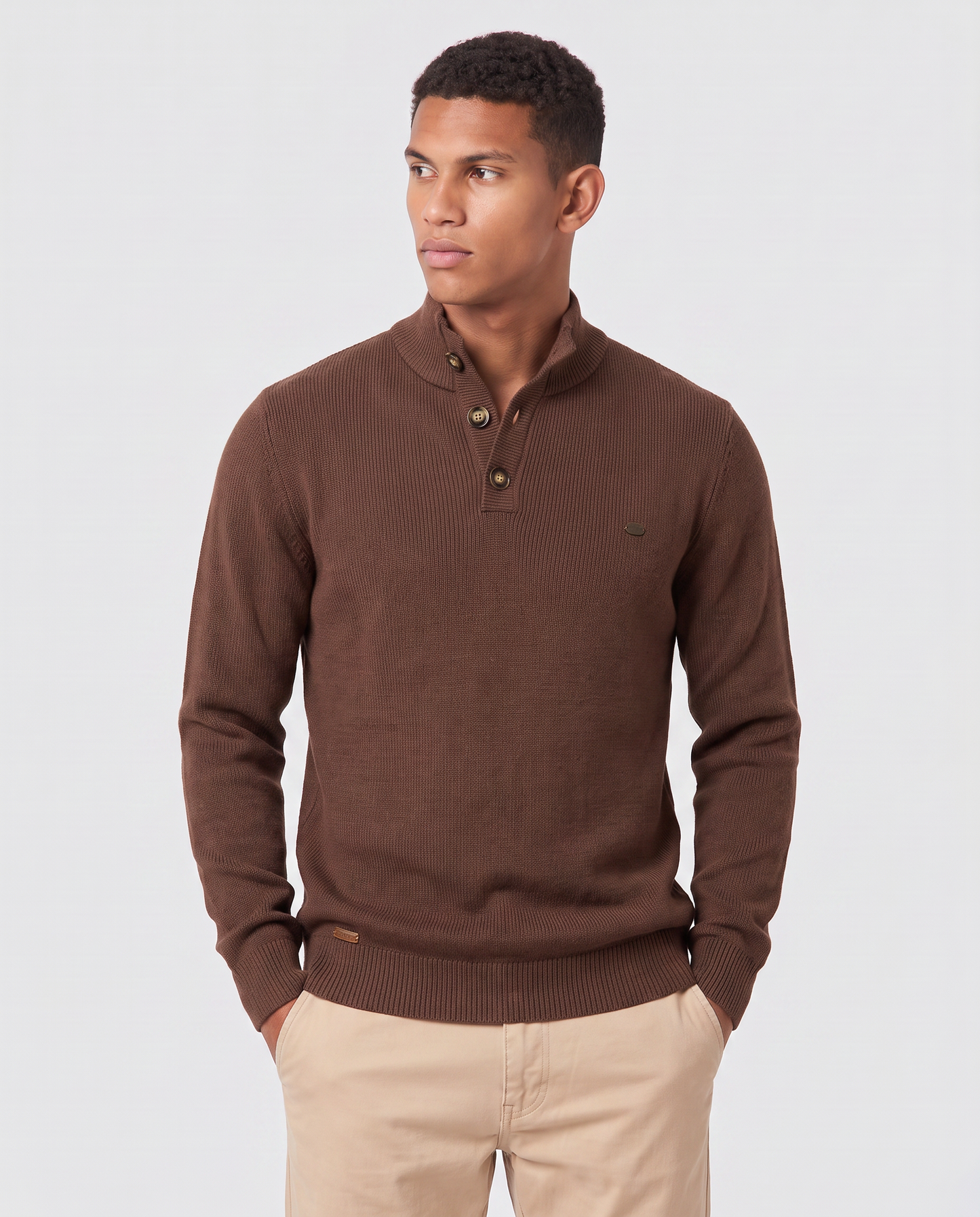 Virelle | Pull Homme Col Montant Boutonné