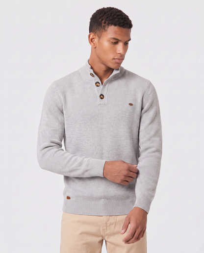 Virelle | Pull Homme Col Montant Boutonné