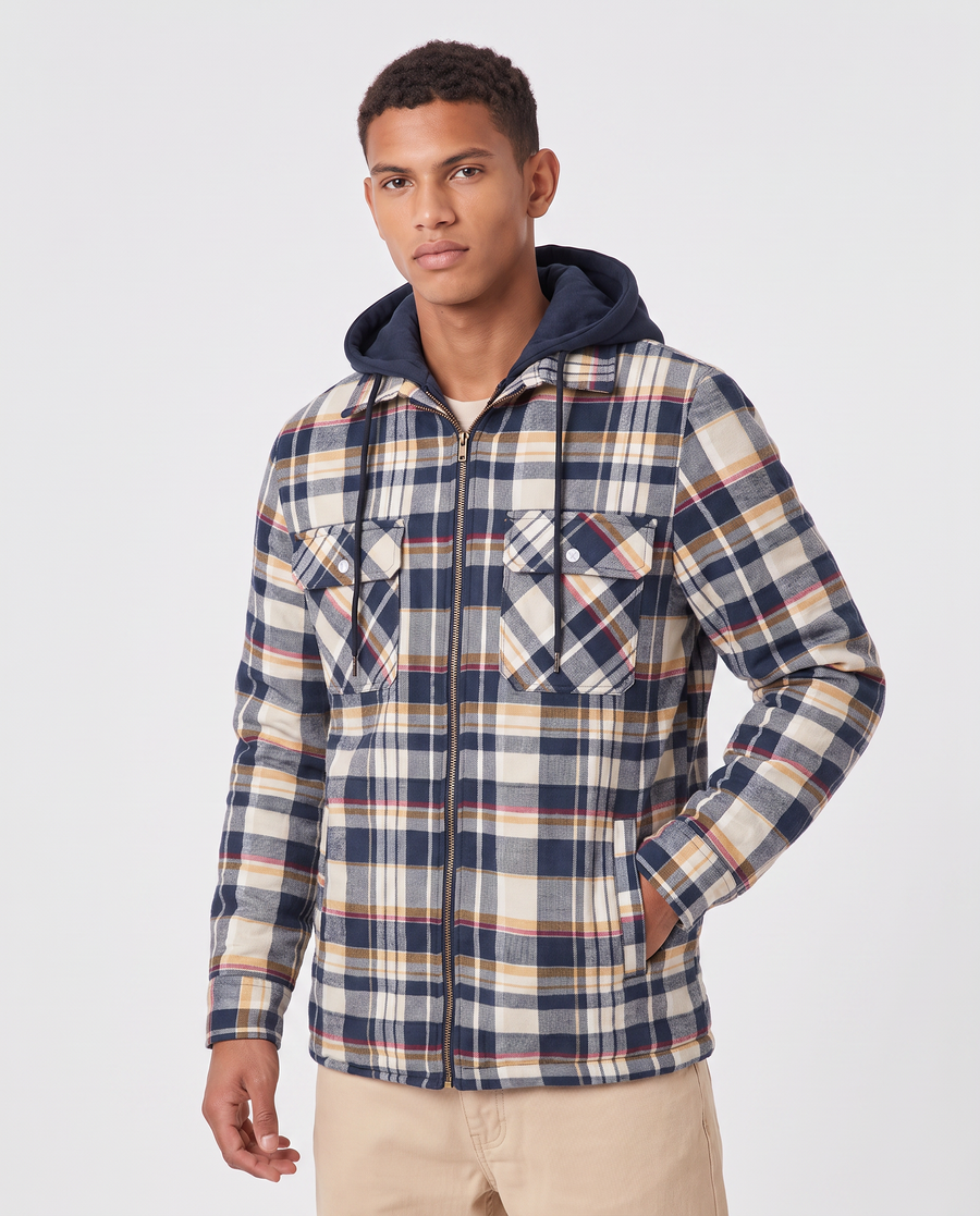 Virelle | Veste À Carreaux Homme À Capuche