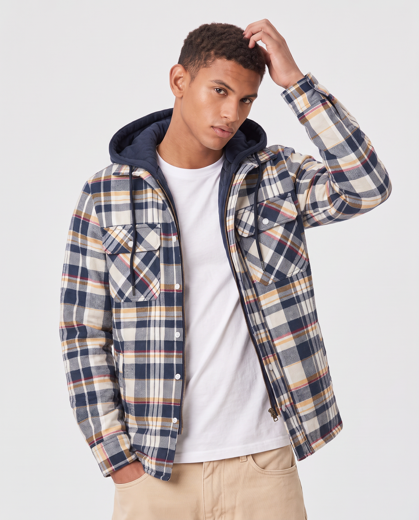 Virelle | Veste À Carreaux Homme À Capuche