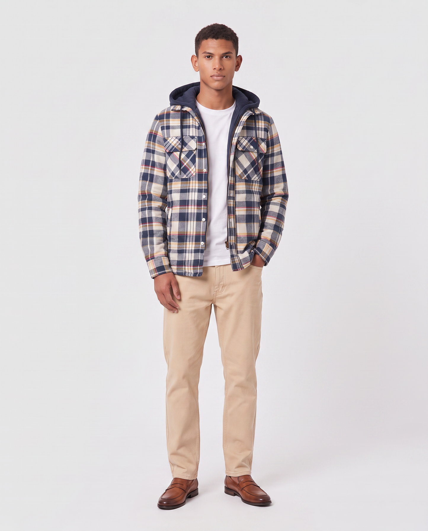 Virelle | Veste À Carreaux Homme À Capuche