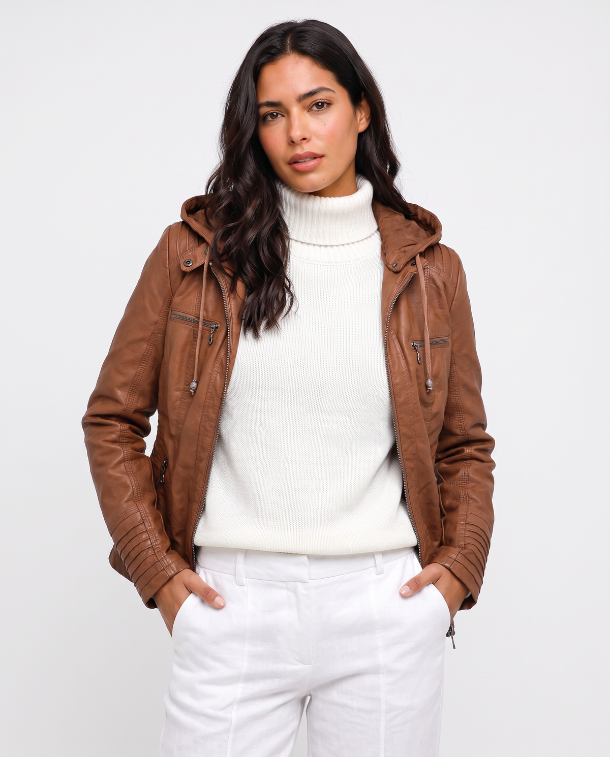 Virelle | Veste Femme Effet Cuir à Capuche