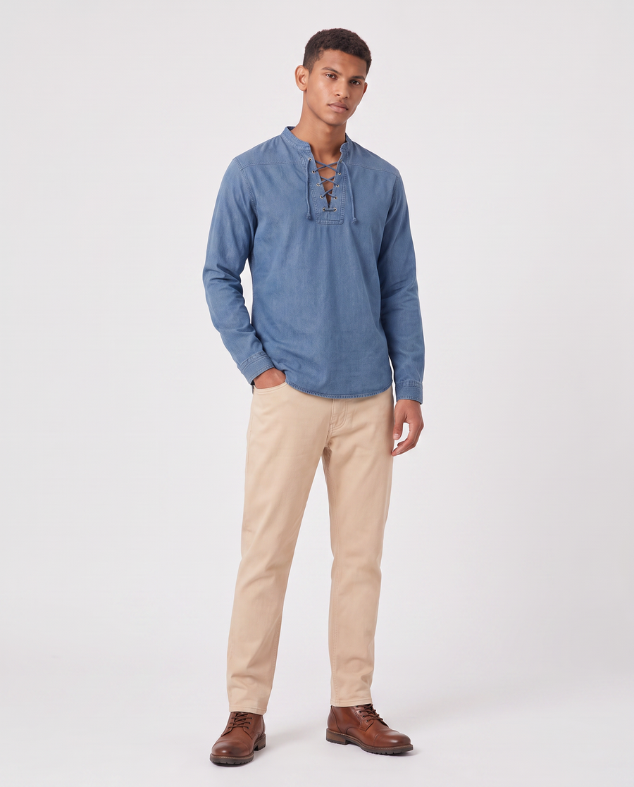 Virelle | Chemise Homme Col V À Lacets