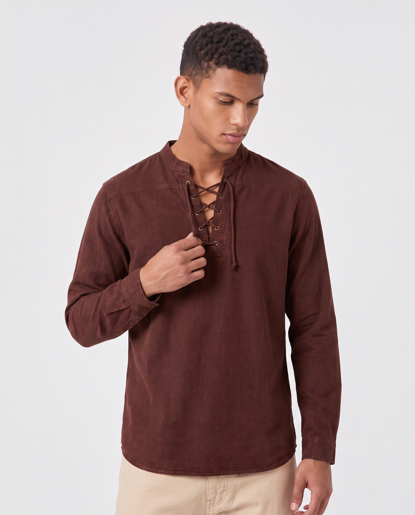 Virelle | Chemise Homme Col V À Lacets