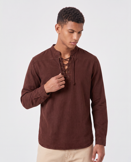 Virelle | Chemise Homme Col V À Lacets