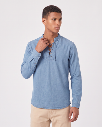 Virelle | Chemise Homme Col V À Lacets