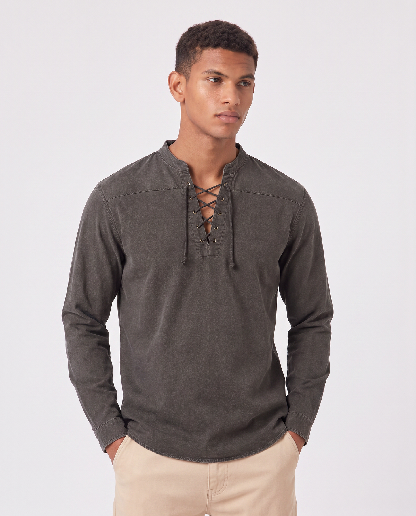 Virelle | Chemise Homme Col V À Lacets