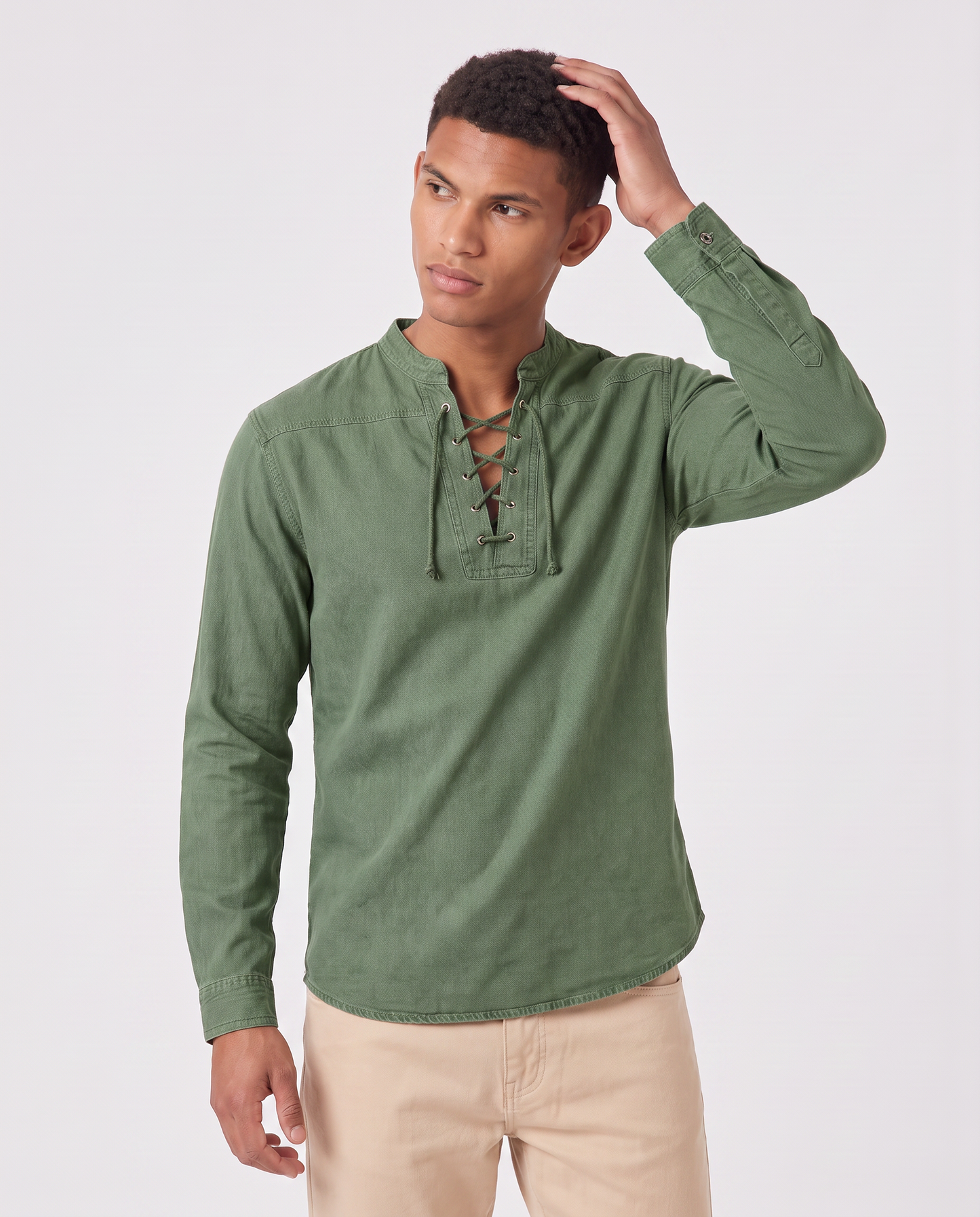 Virelle | Chemise Homme Col V À Lacets