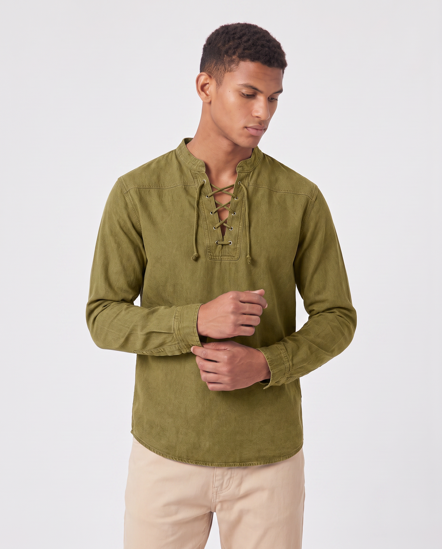 Virelle | Chemise Homme Col V À Lacets
