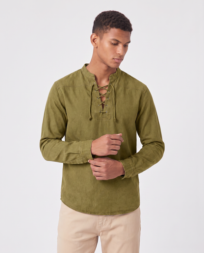 Virelle | Chemise Homme Col V À Lacets