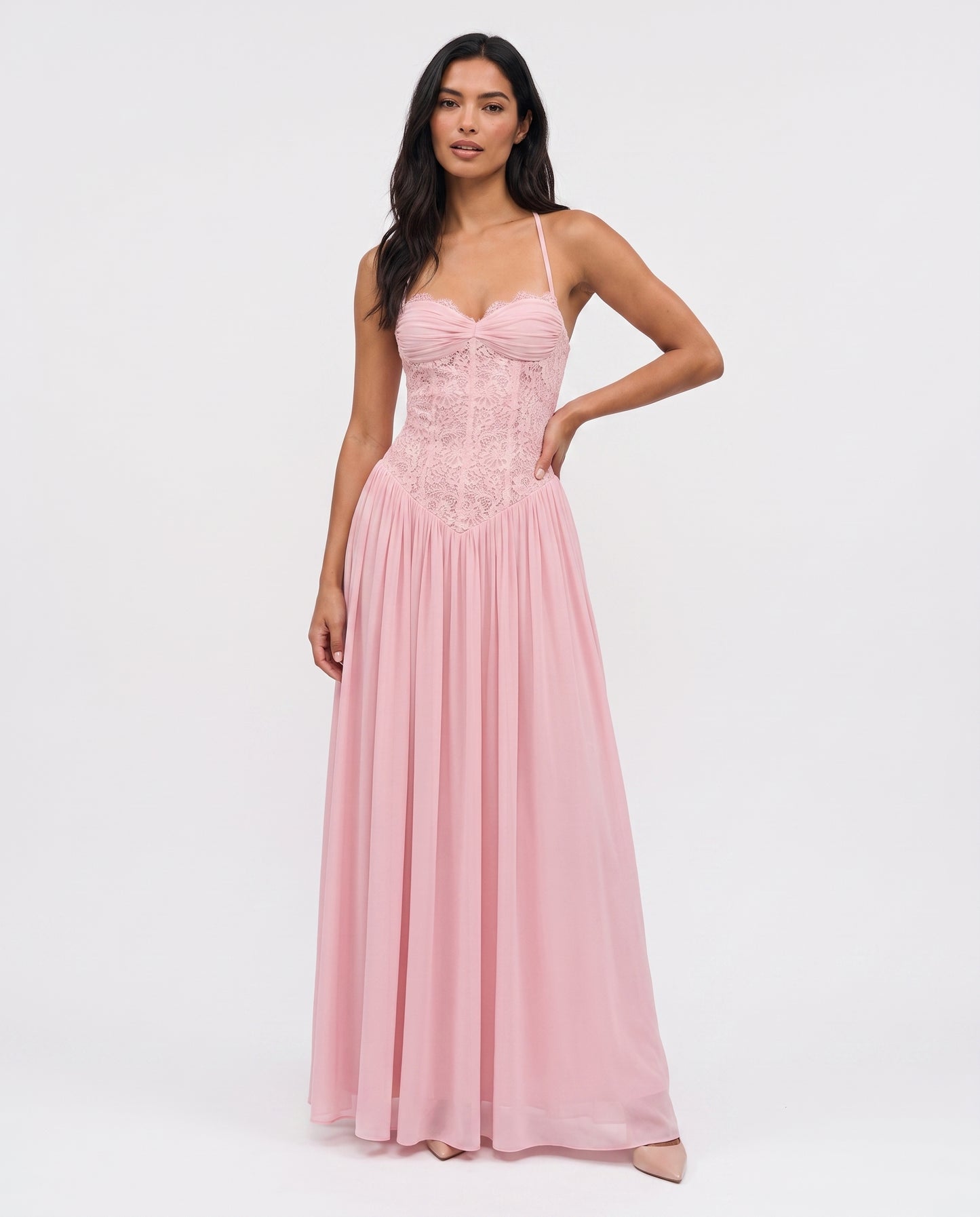Virelle | Robe Maxi Corset En Dentelle