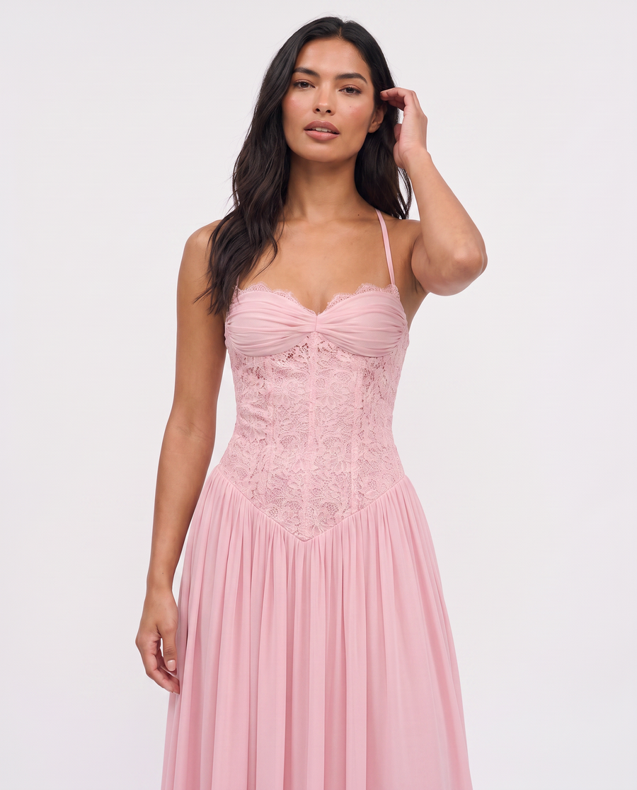 Virelle | Robe Maxi Corset En Dentelle