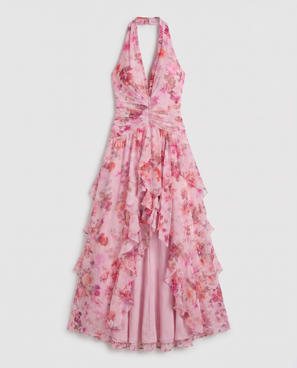 Virelle | Robe Maxi Fleurie Col Halter