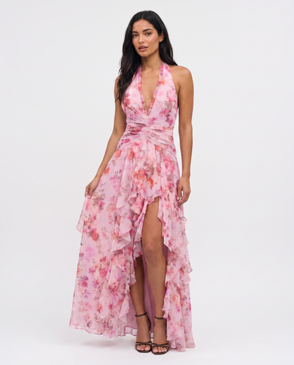Virelle | Robe Maxi Fleurie Col Halter