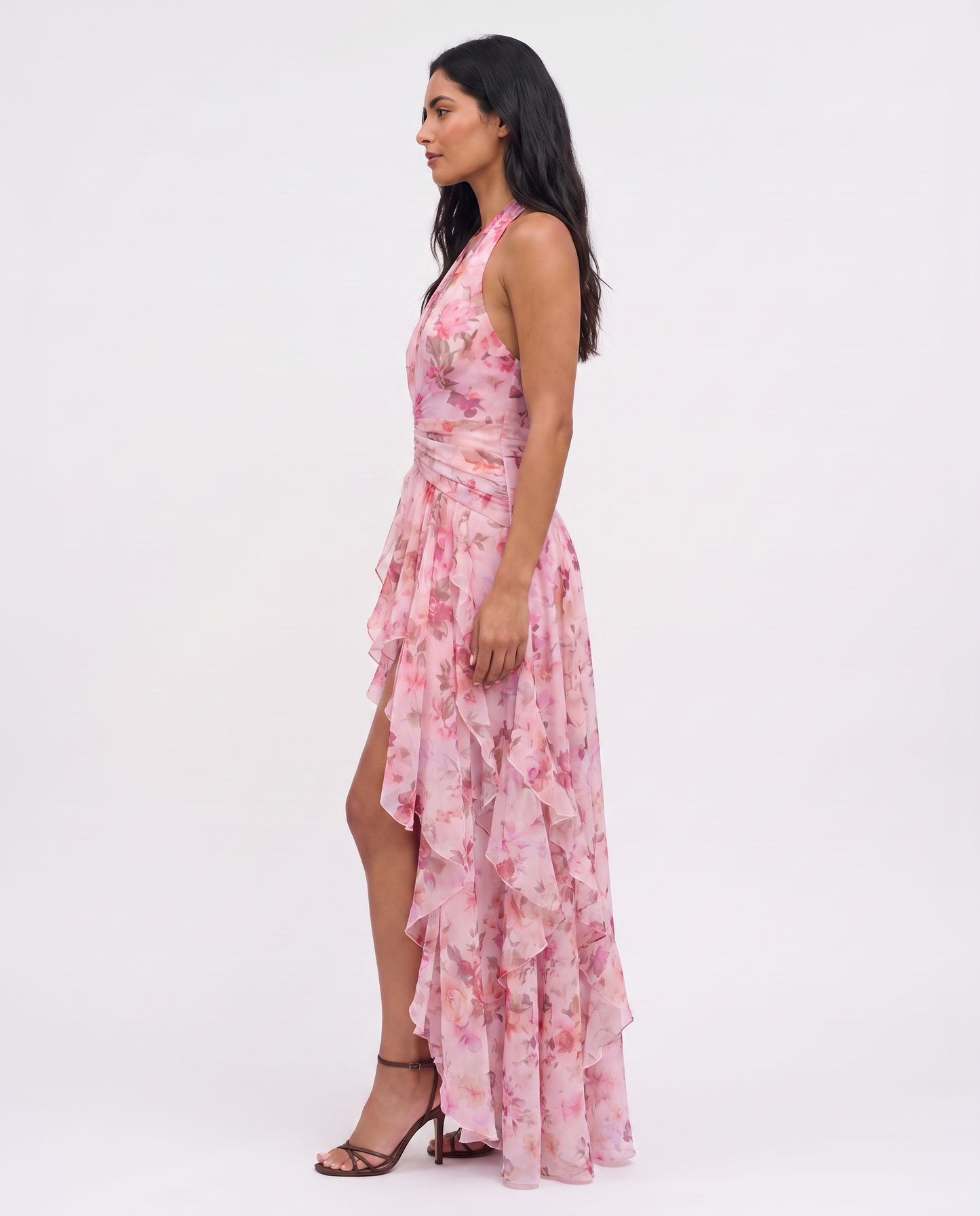 Virelle | Robe Maxi Fleurie Col Halter