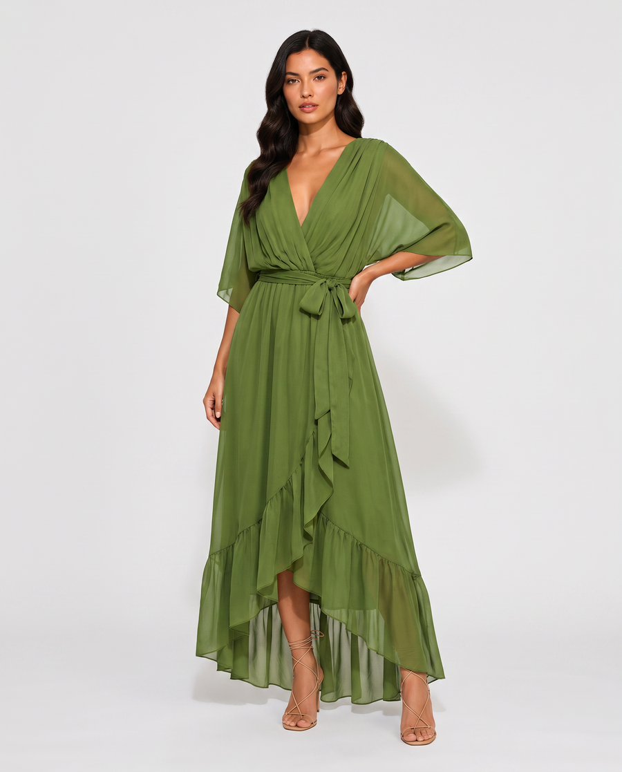 Virelle | Robe Longue En Mousseline À Décolleté En V