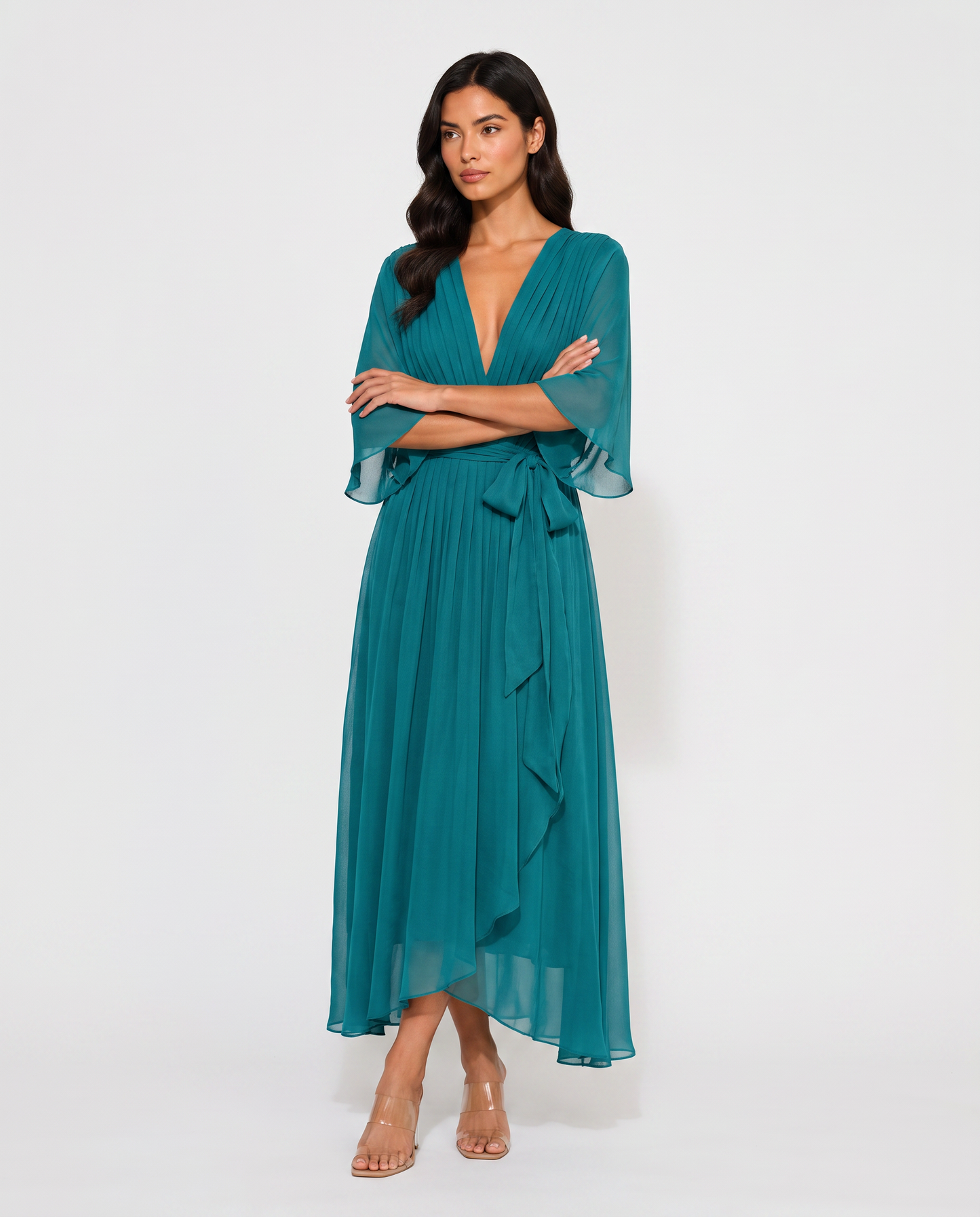 Virelle | Robe Longue En Mousseline À Décolleté En V