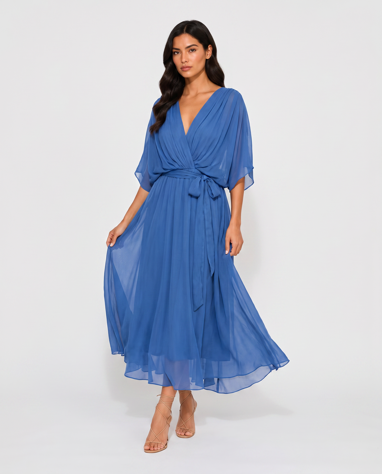 Virelle | Robe Longue En Mousseline À Décolleté En V
