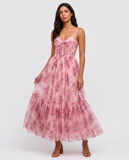 Virelle | Robe Maxi Fleurie Corset