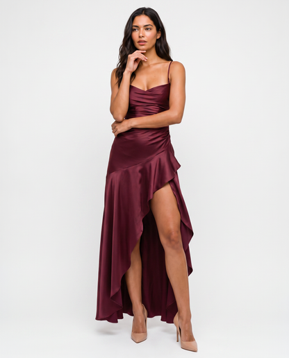 Virelle | Robe Maxi Satinée Fendue