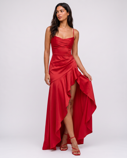 Virelle | Robe Maxi Satinée Fendue