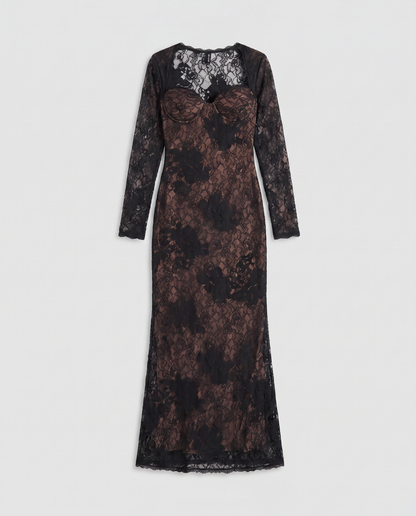 Virelle | Robe Maxi En Dentelle Noire
