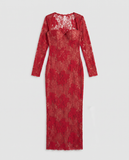 Virelle | Robe Maxi En Dentelle Noire
