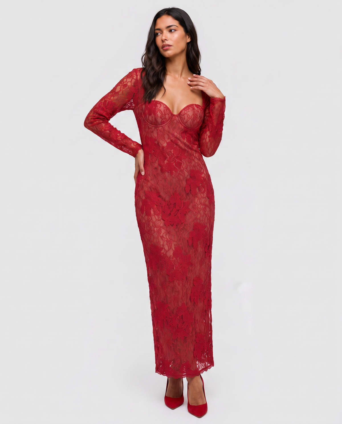 Virelle | Robe Maxi En Dentelle Noire