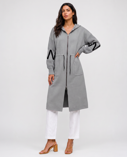 Virelle | Cardigan Long À Capuche