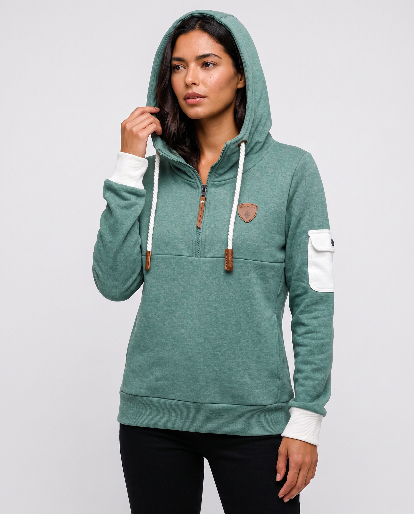 Virelle | Sweat Demi-Zip À Capuche Cargo Femme