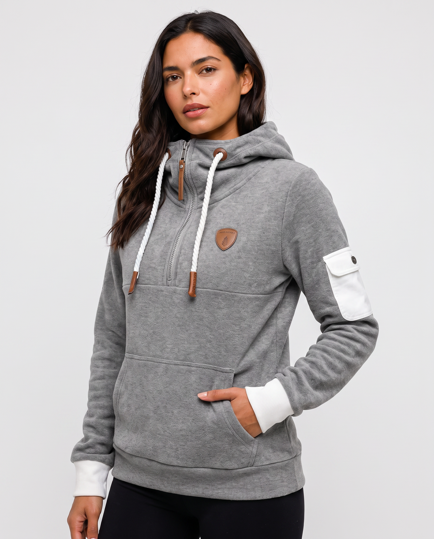 Virelle | Sweat Demi-Zip À Capuche Cargo Femme