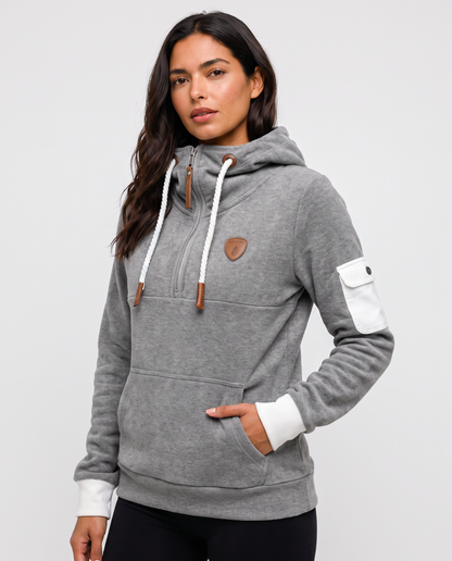 Virelle | Sweat Demi-Zip À Capuche Cargo Femme
