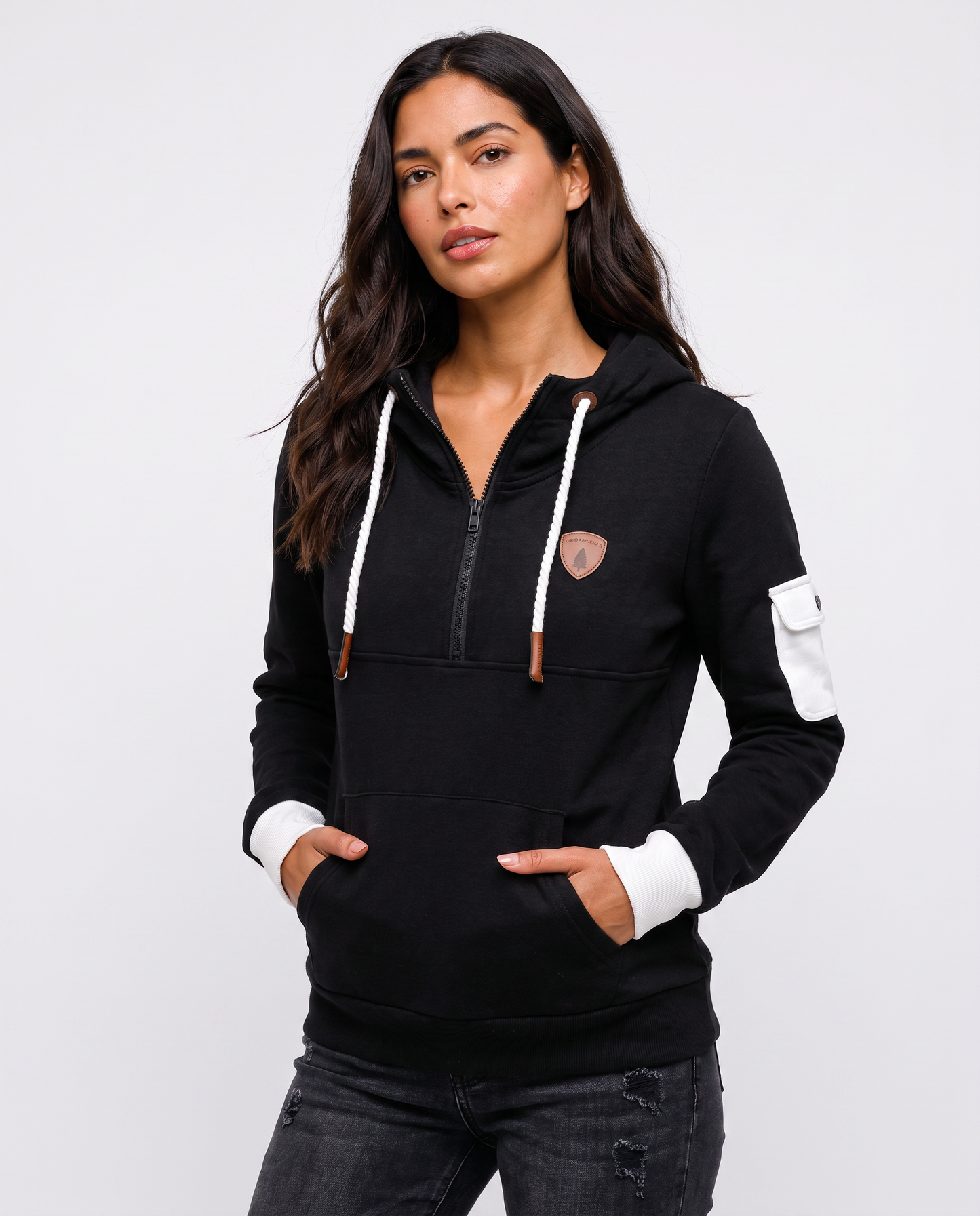 Virelle | Sweat Demi-Zip À Capuche Cargo Femme