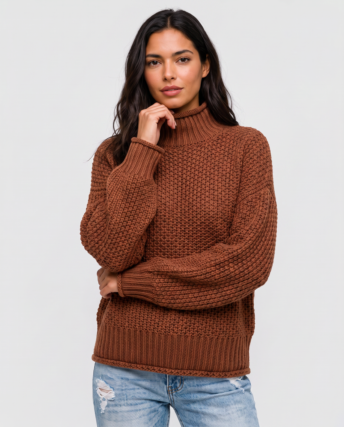 Virelle | Pull Col Roulé En Maille Épaisse