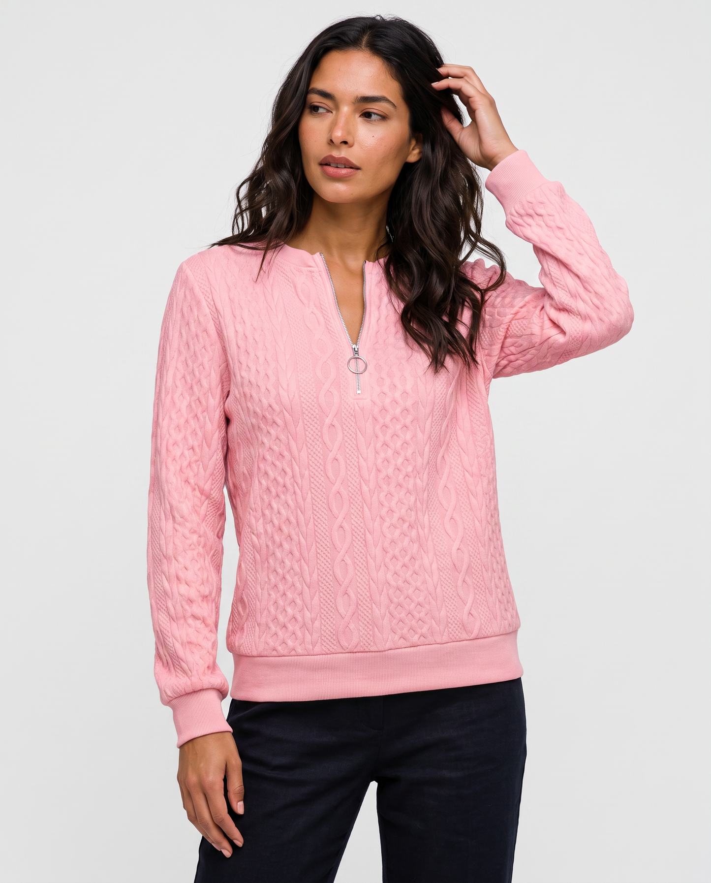 Virelle | Pull Demi-Zip Femme Torsadé
