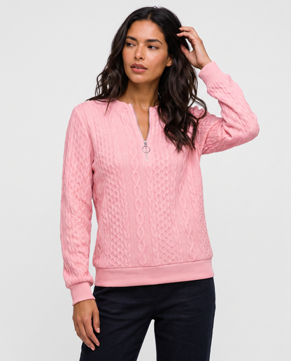 Virelle | Pull Demi-Zip Femme Torsadé