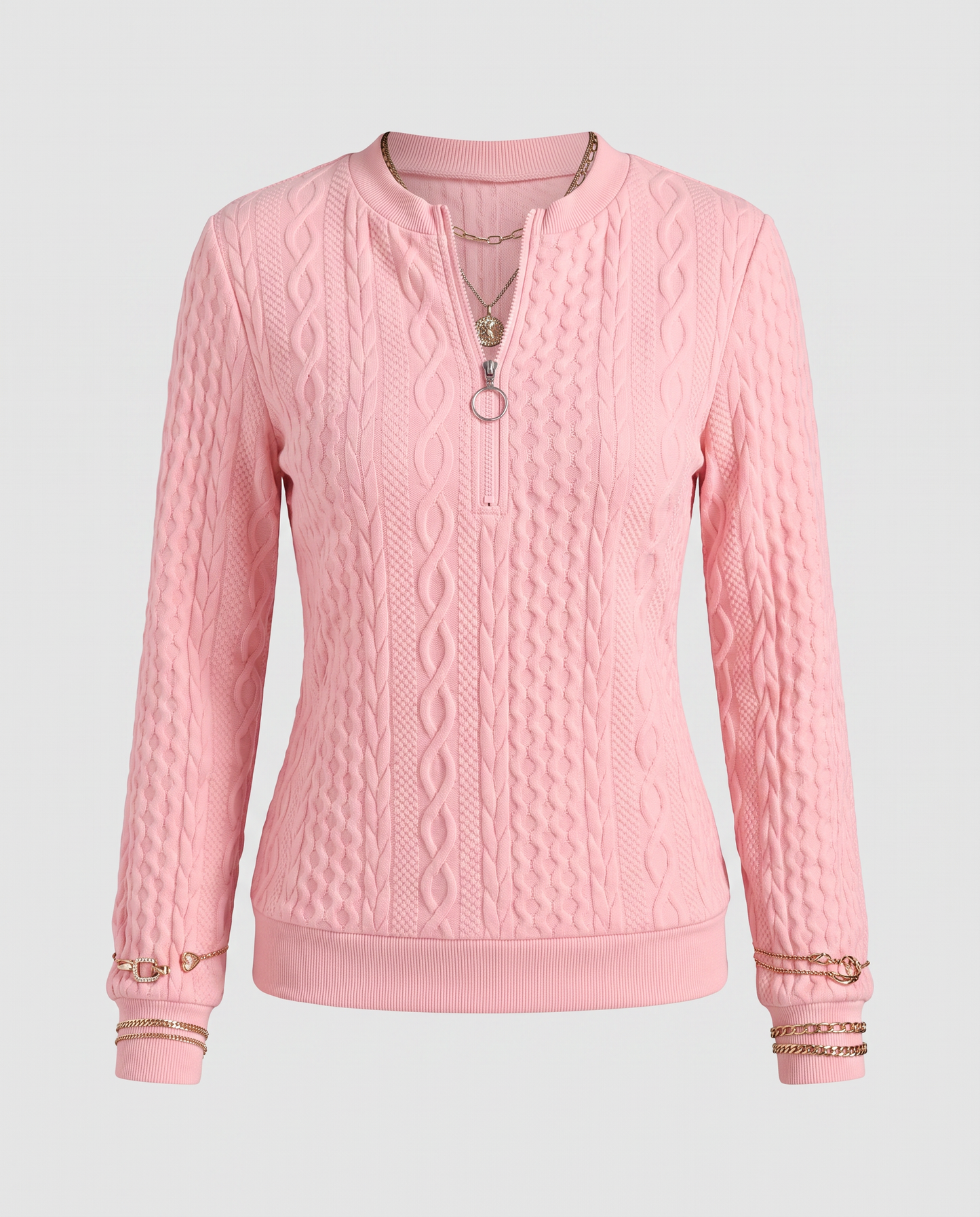 Virelle | Pull Demi-Zip Femme Torsadé