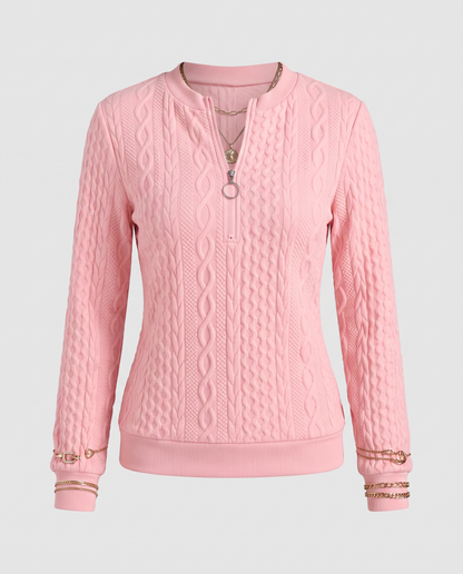 Virelle | Pull Demi-Zip Femme Torsadé
