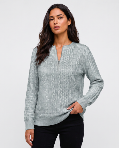 Virelle | Pull Demi-Zip Femme Torsadé