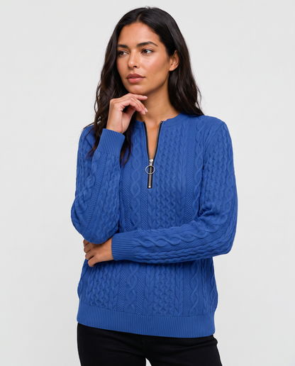 Virelle | Pull Demi-Zip Femme Torsadé