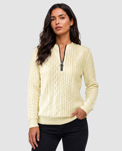 Virelle | Pull Demi-Zip Femme Torsadé
