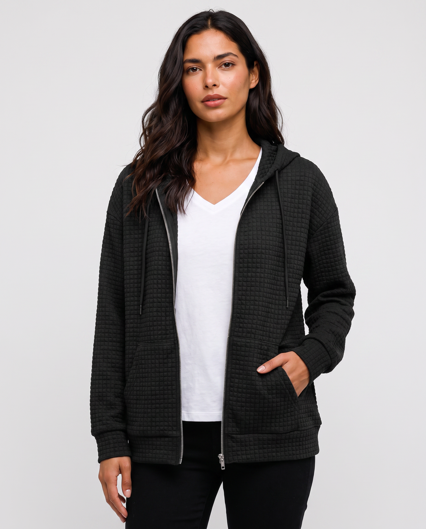 Virelle | Hoodie Zippé Texturé Femme