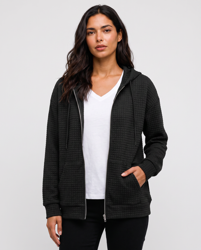 Virelle | Hoodie Zippé Texturé Femme