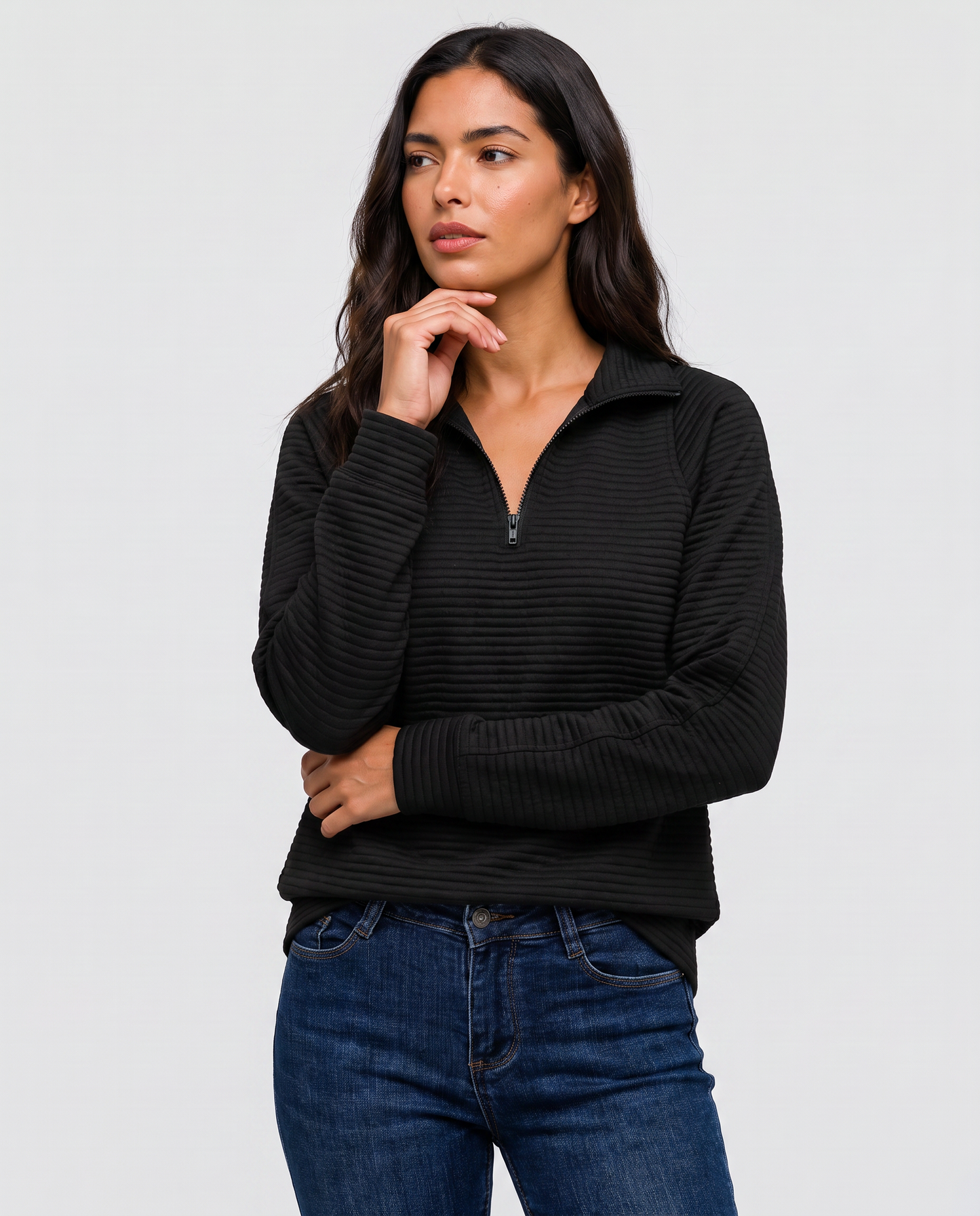 Virelle | Pull Côtelé Demi-Zip Femme