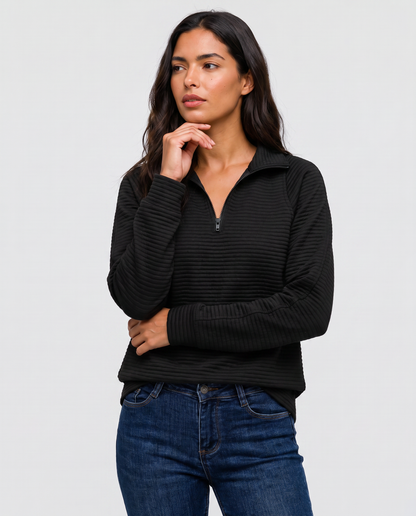 Virelle | Pull Côtelé Demi-Zip Femme