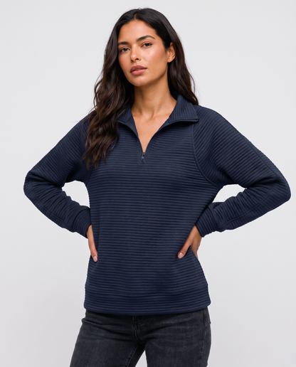 Virelle | Pull Côtelé Demi-Zip Femme